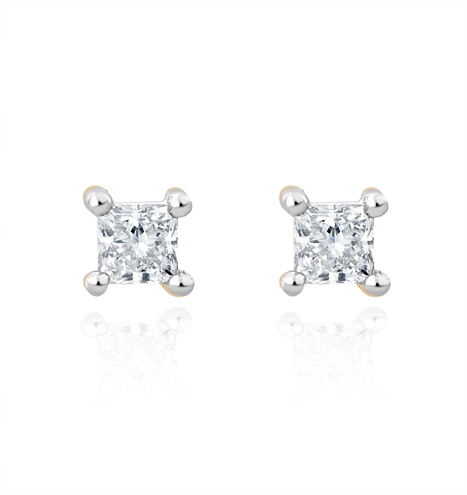 Princess Cut Lab Diamond Stud Earrings 0.20ct in 9K Gold